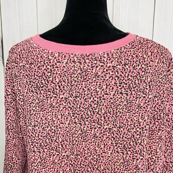 LE LIS Pink Animal Print Cropped Balloon Sleeve Pullover Sz L - Picture 8 of 9